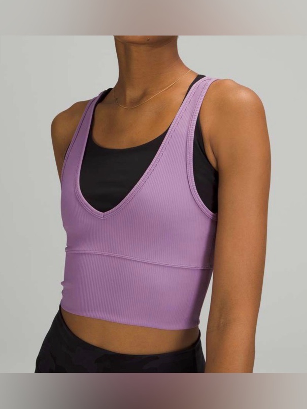 NWOT New Lululemon Power Pivot Tank Top *Rib Wisteria Purple - Picture 3 of 7